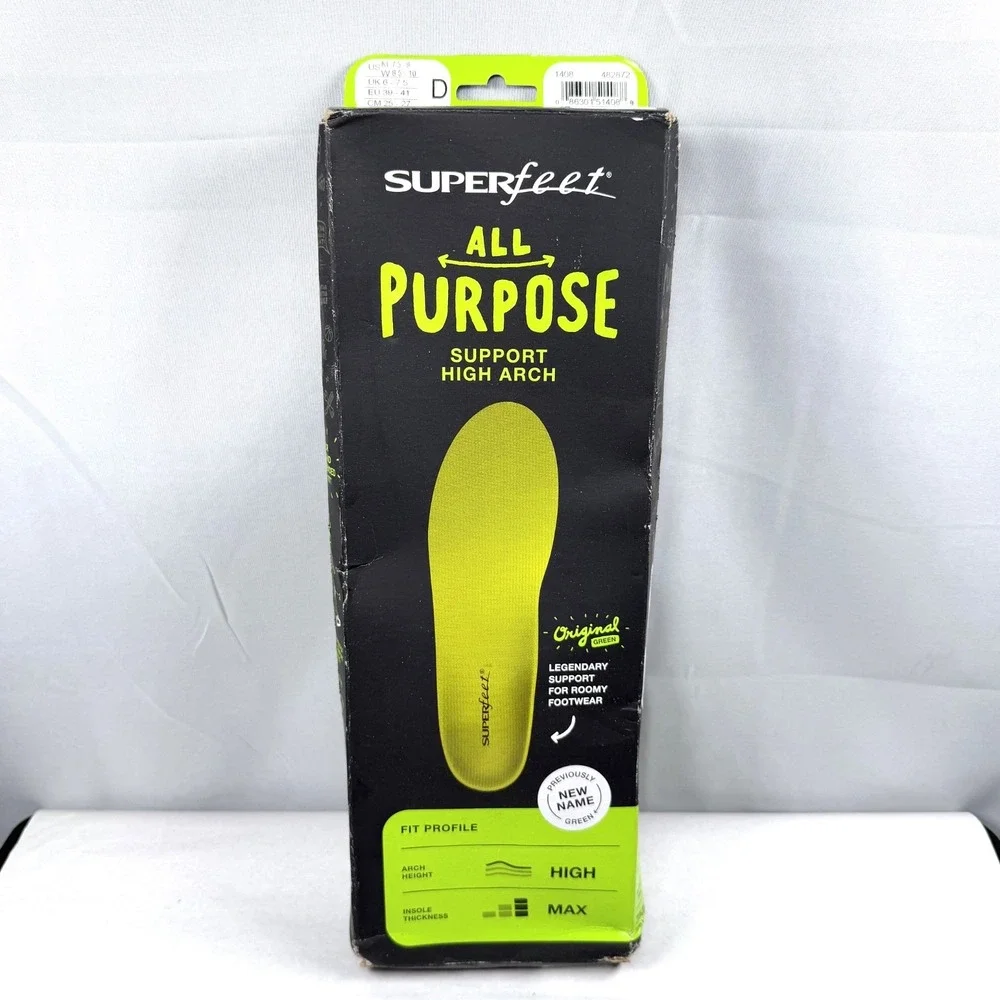Superfeet All Purpose Support High Arch / Size D / Men 7.5-9 / Woman 8.5-10